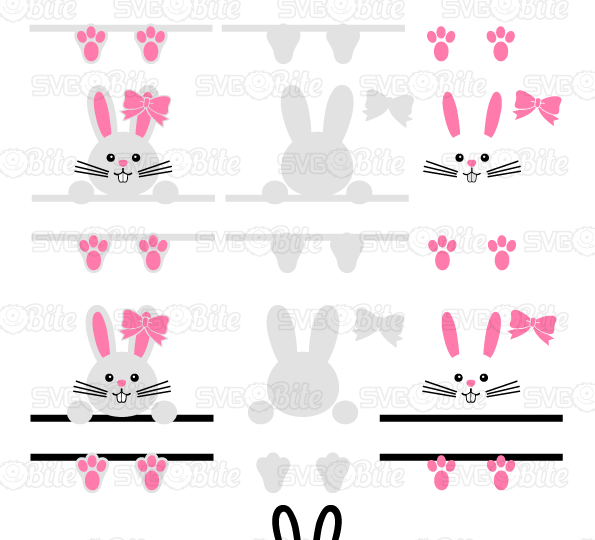Sweet Easter Split Bunny SVG DXF PNG EPS cutting files for Cricut